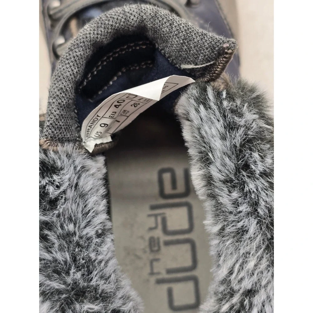 Hey Dude Brandy Puffy Faux Fur Ankle Boot Navy Grey Streetwear Gorpcore Womens 9 - Picture 8 of 11